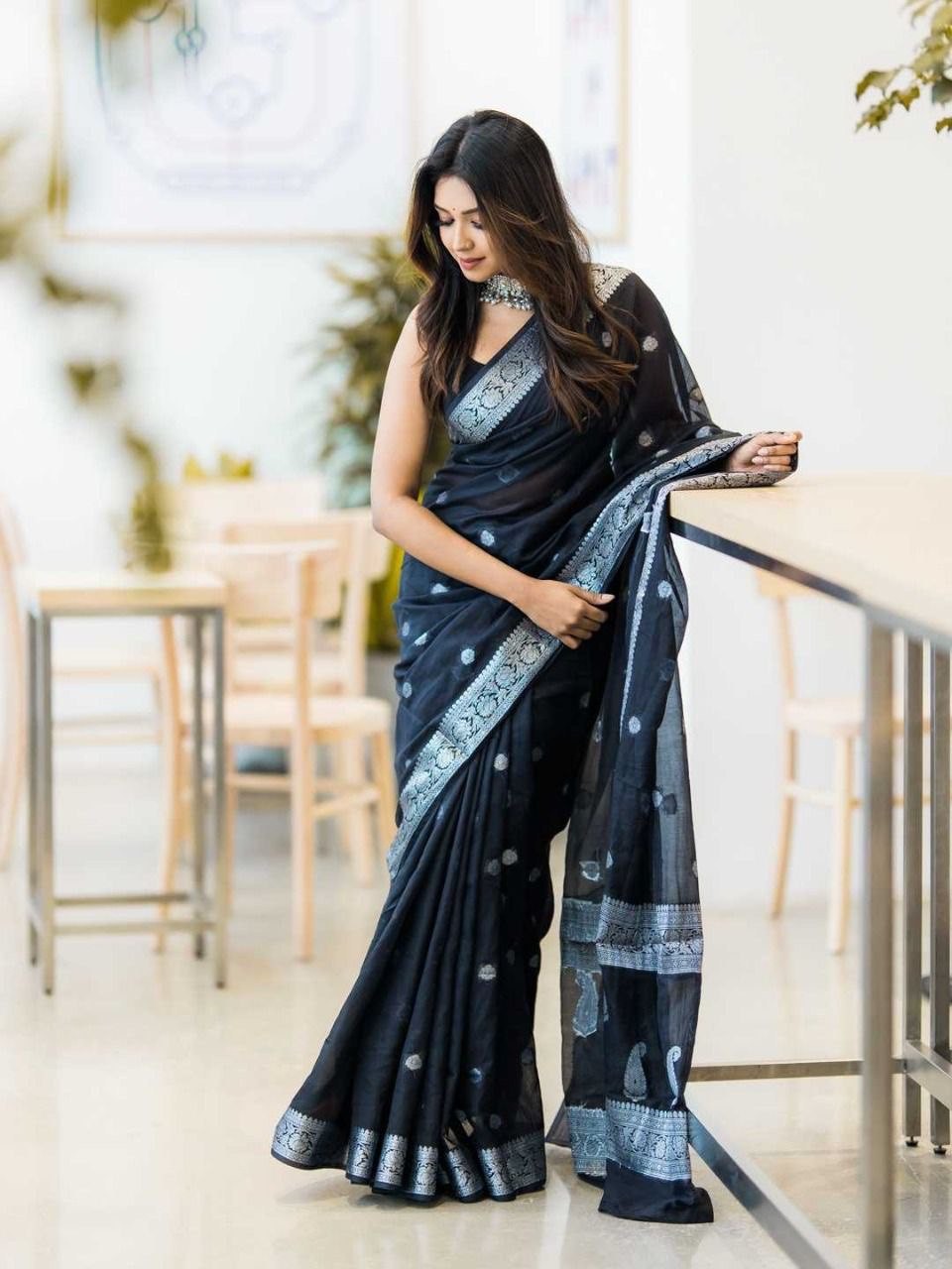Black Attractive and Fancy Stylish Saree For Women