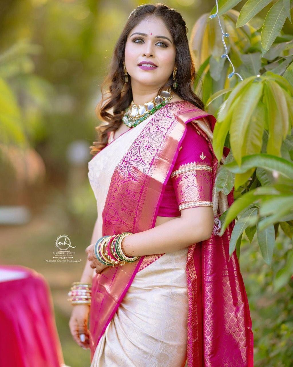 Beautiful Banarasi Multicolour Soft Lichi Silk Saree
